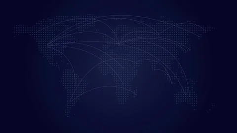 Blue World Map Dot Halftone Background. Global Network and Technology. Stock Illustration