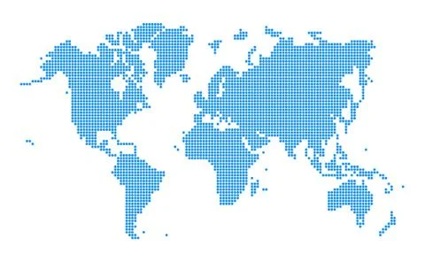 Blue World map dotted style Stock Illustration