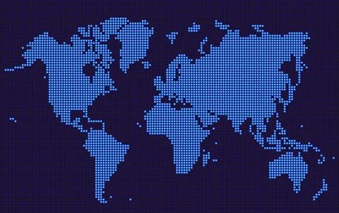 Blue World map dotted style Stock Illustration