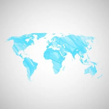Blue world map with elegant line structure, vector illustration Stockillustratie