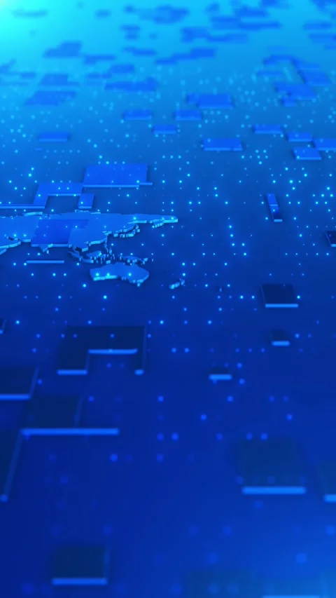 Blue World Map Global Digital Network Technology Background Stock Footage 341365798