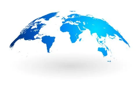 Blue world map globe isolated on white background Stock Illustration