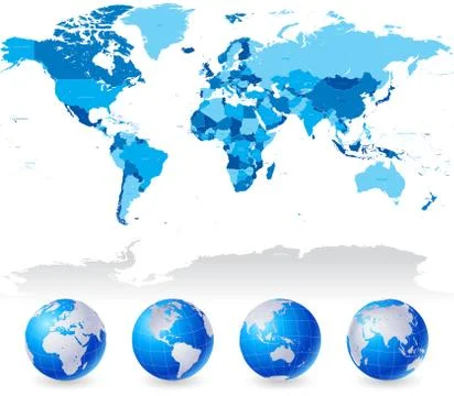 Blue World Map Stock Illustration