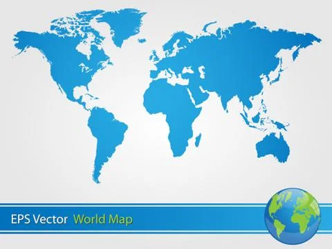 Blue world map illustration Stock Illustration