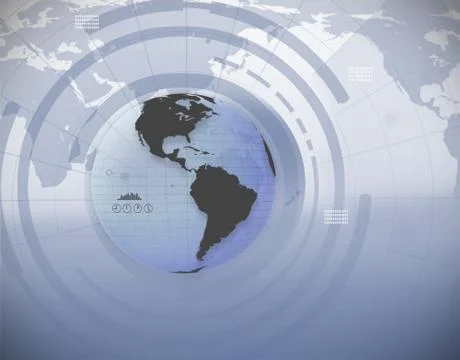 Blue world map interface Stock Illustration