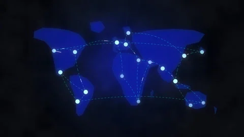 Blue world map loop motion graphic showing global network connection Stock Footage 346544336