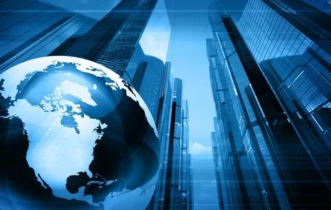 Blue world map Stock Photos