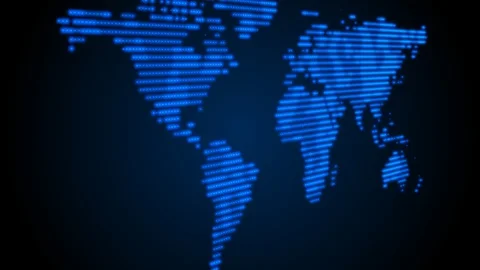 Blue World Map Square Flickering Animation Background Stock Footage 101166911