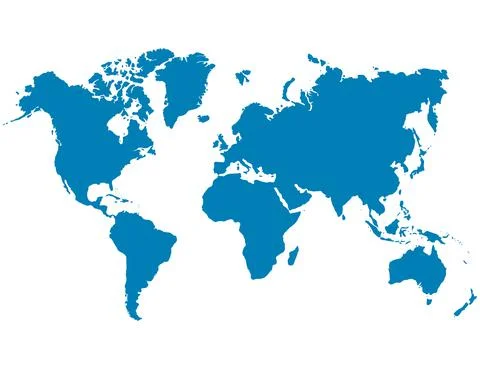Blue world map on a white background Illustrazione stock