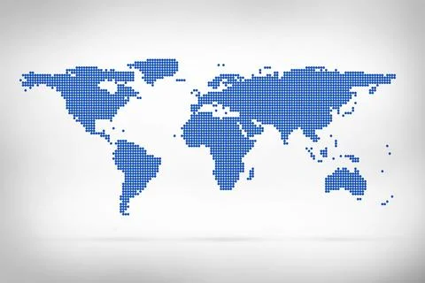 Blue world map on white background Stock Photos