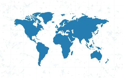 Blue world map on white paper background. Detailed world map illustration Stockillustratie
