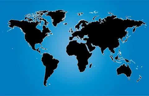 Blue world maps vector illustration with country borders Stock Illustration