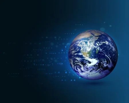 Blue world moving concept on the digital technology background Stock Illustration