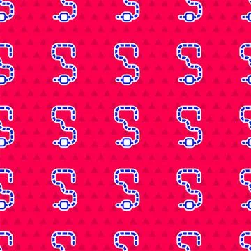 Blue Worm icon isolated seamless pattern on red background. Fishing tackle 스톡 일러스트