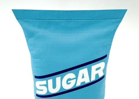Blue Woven Bulk Sack of Generic Sugar on White Background Stock Illustration