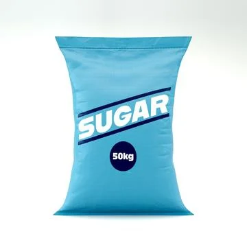 Blue Woven Bulk Sack of Generic Sugar on White Background Stock Illustration