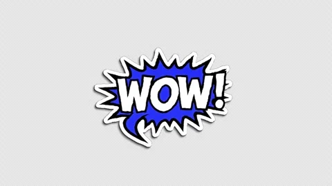 Blue Wow Speech Bubble Wiggle Sticker, Doodle Style Vidéo 321064721