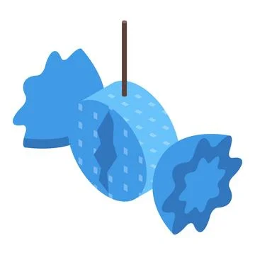 Blue wrapped candy hanging showing cracks isometric view Stock Illustration