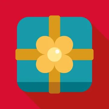 Blue wrapped gift box with yellow ribbon Stock Illustration