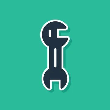 Blue Wrench spanner icon isolated on green background. Vector イラスト素材