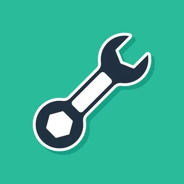 Blue Wrench spanner icon isolated on green background. Vector イラスト素材