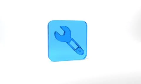Blue Wrench spanner icon isolated on grey background. Spanner repair tool Illustrazione stock