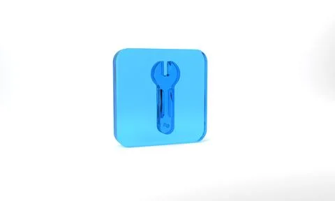 Blue Wrench spanner icon isolated on grey background. Spanner repair tool Illustrazione stock