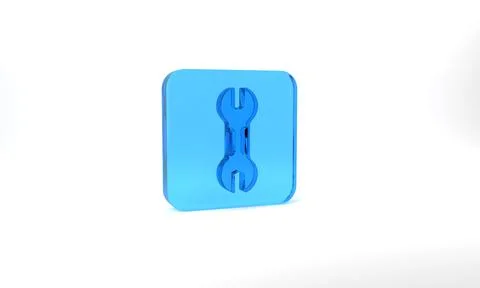 Blue Wrench spanner icon isolated on grey background. Spanner repair tool イラスト素材