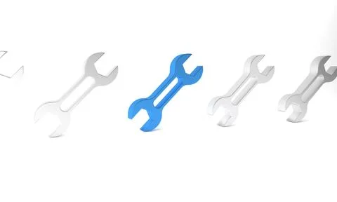 Blue Wrench spanner icon isolated on white background. Minimalism concept. .. 스톡 일러스트