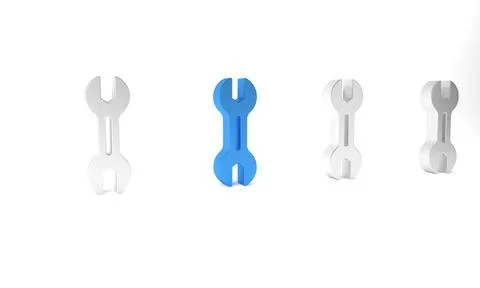 Blue Wrench spanner icon isolated on white background. Minimalism concept. .. Illustrazione stock