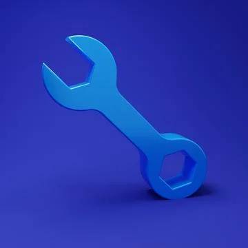 Blue Wrench spanner icon isolated on blue background. Minimalism concept. 3.. イラスト素材