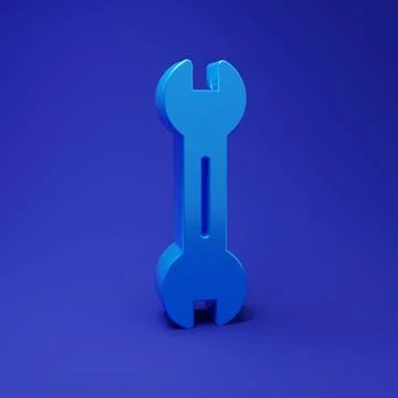 Blue Wrench spanner icon isolated on blue background. Minimalism concept. 3.. イラスト素材