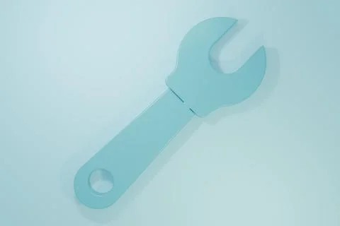 Blue Wrench spanner icon isolated on blue background. Minimalism concept. 3.. Stock Illustration
