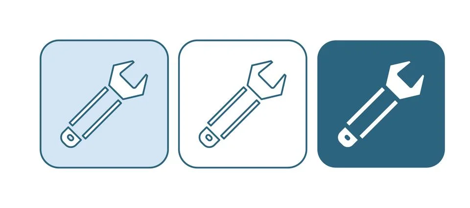 Blue Wrench spanner icon isolated on white background. Spanner repair tool... Stock Illustration