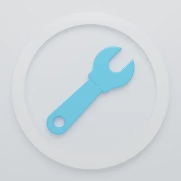 Blue Wrench spanner icon isolated on white background. Minimalism concept. .. Stock Illustration