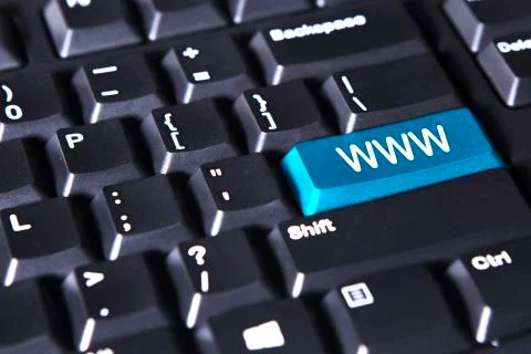 Blue www button on keyboard Foto stock