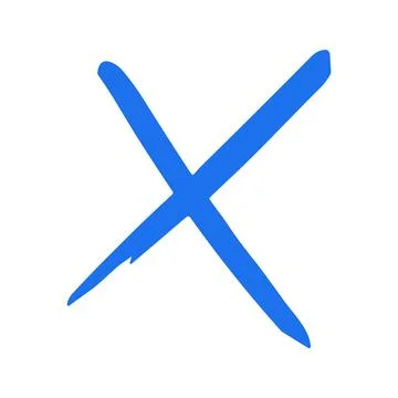 Blue X Cross Mark Hand Drawn Doodle Grunge No Symbol Vector Illustration Stock Illustration