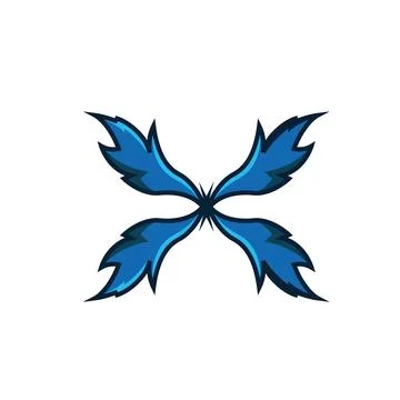 Blue x letter tribal vector concept design Stock Illustration