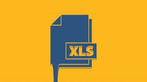 Blue XLS file document. Download xls button icon isolated on orange background Stock Footage 234715182