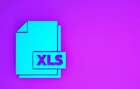 Blue XLS file document. Download xls button icon isolated on purple backgroun Stock Illustration