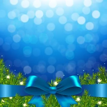 Blue Xmas Background With Bow Illustrazione stock