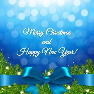 Blue Xmas Background With Bow Stock Illustration