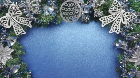 Blue xmas background flatlay Video stock 219687253