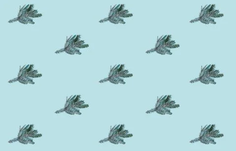 Blue xmas background seamless pattern pine tree Stockfoto's