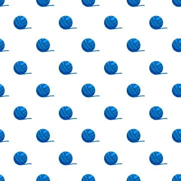 Blue yarn ball seamless pattern for craft hobby Stock Illustration