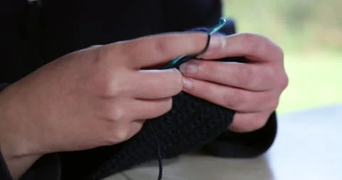 Blue yarn Crochet Stock-Footage 141860853
