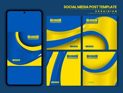 Blue yellow background in carousel set for ukrainian independence day campaig Stock Illustration