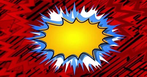 Blue, Yellow Boom Bubble on White and Red Background Stock Footage 168044782
