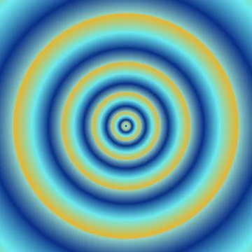 Blue yellow centralized circle digitally rendered pattern Stock Illustration