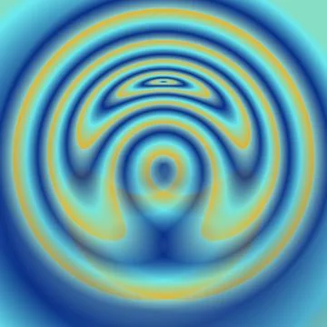 Blue yellow circular abstract background - digitally rendered design Stock Illustration